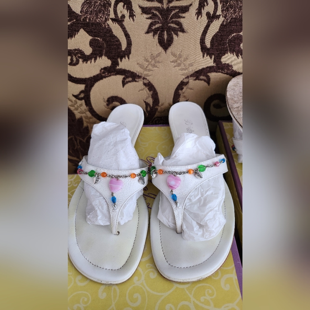 The Brighton Size 9.5 Leather "HEAVEN" Jeweled Sandal is worn & scuffed - Picture 4 of 6